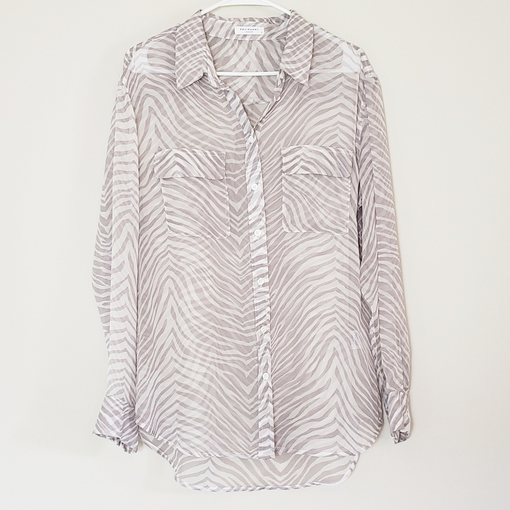 Equipment Signature Silk Shirt in Sheer Zebra